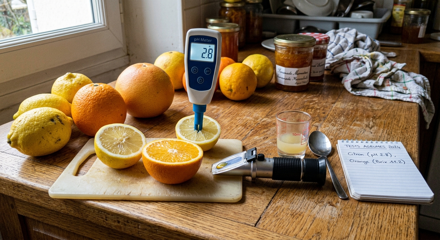 Agrumes Définition : Origines, Botanique et Liste Complète : comparatif des agrumes : acidité (ph) et taux de sucre (brix)