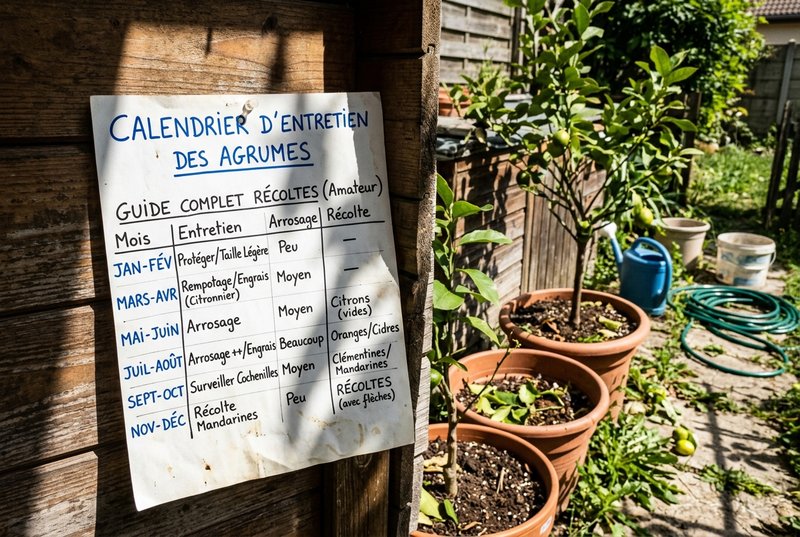 Calendrier d'entretien et récolte des agrumes
